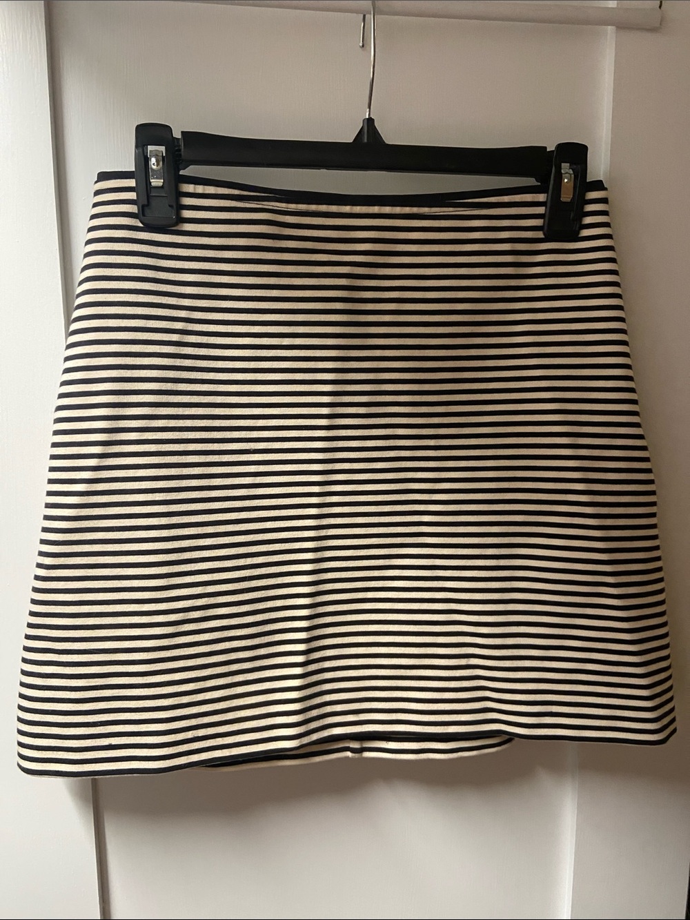 Everlane Black & Cream Striped Mini Skirt